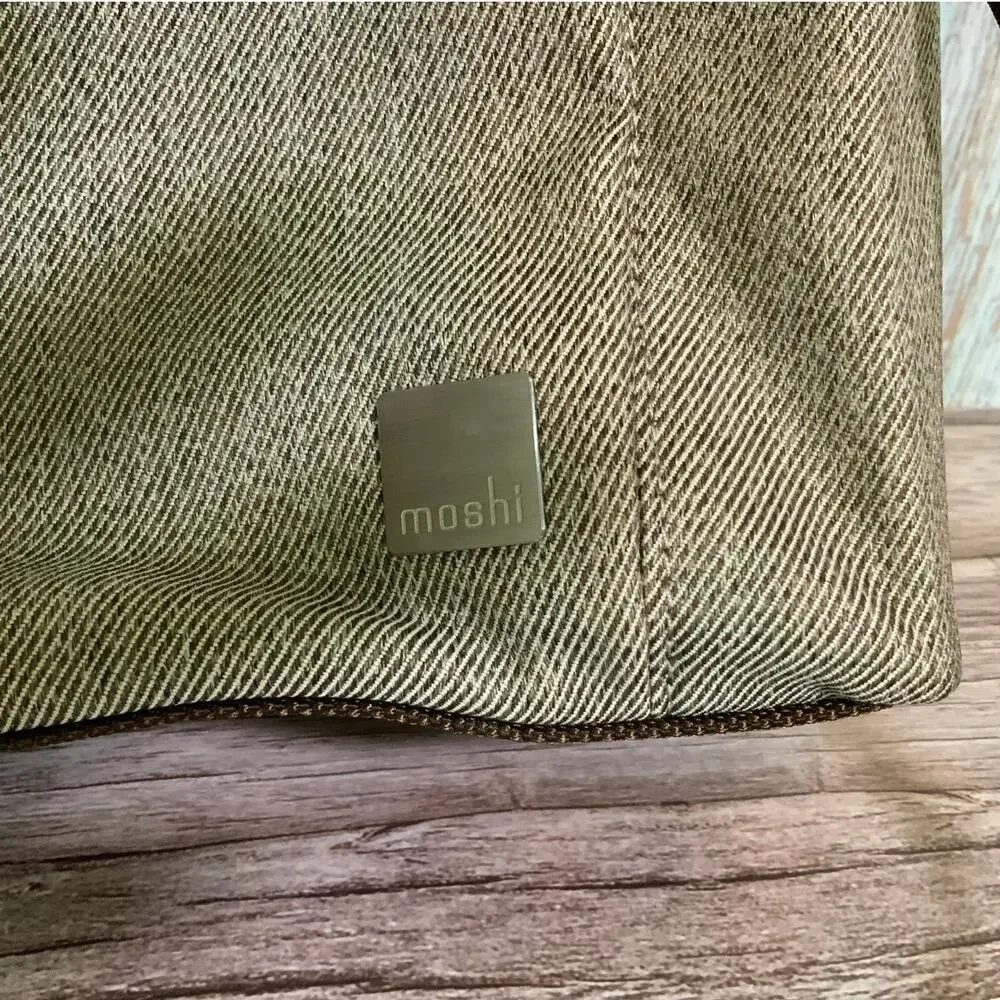 Moshi Brown Canvas Diaper Bag Convertible Backpack Messenger Tote Crossbody
